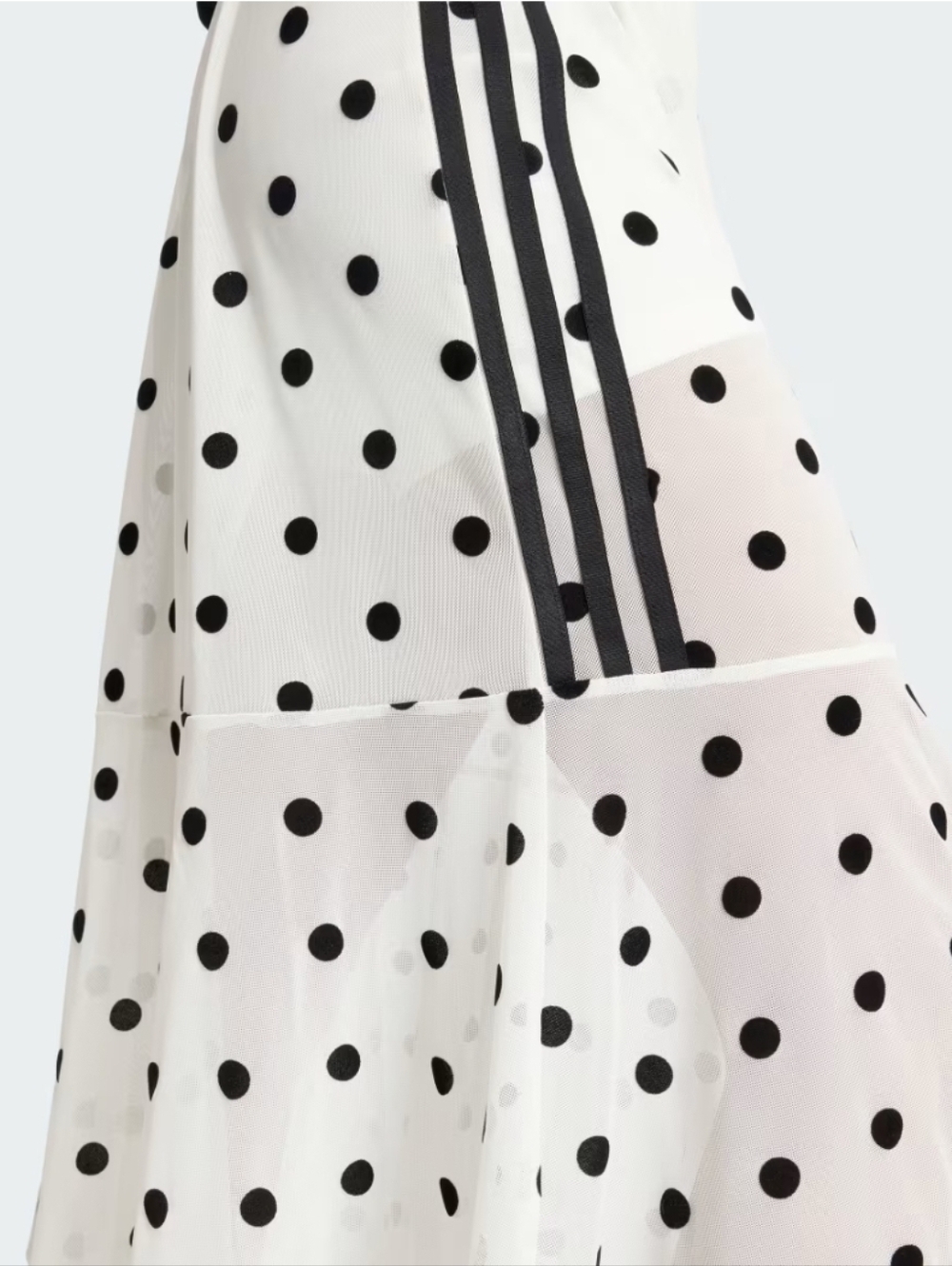 S, M, XL, 2XL Adidas White Black Sheer Midi Skirt with Polka Dots - Picture 10 of 10